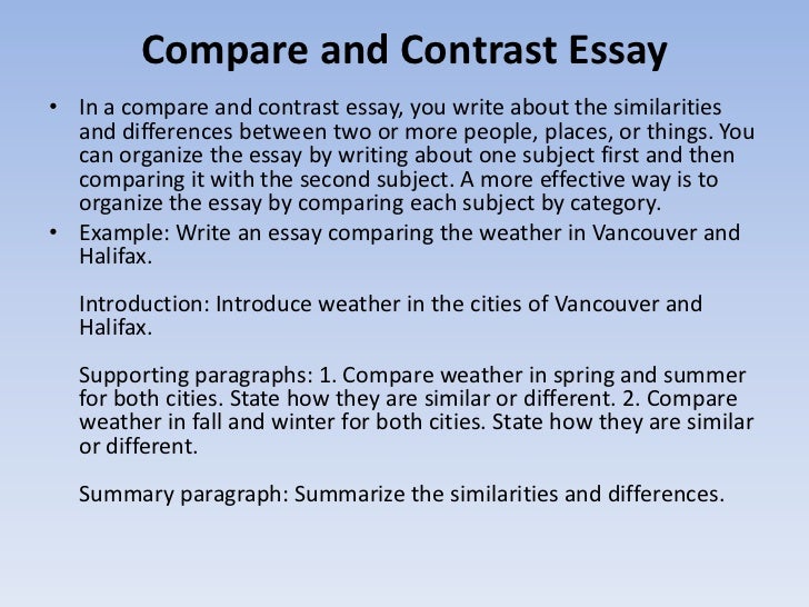Writing a Compare and Contrast Essay
